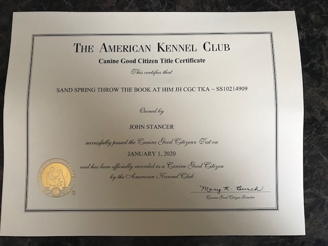 It s Official ~ Slammer s New AKC Title Certificates Sand Spring